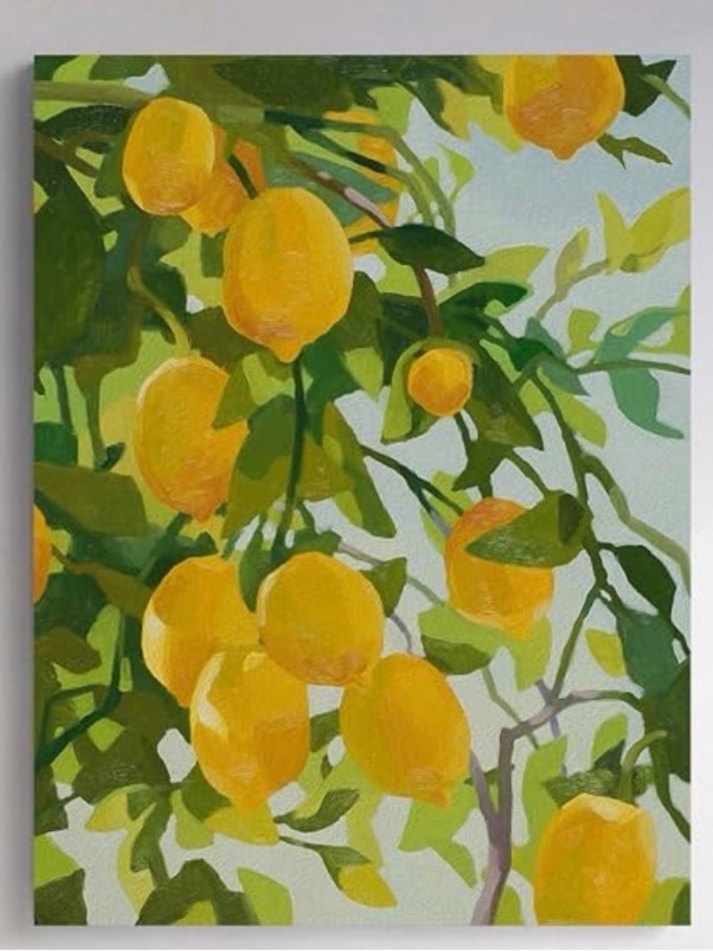 Watercolor Lemon Wall Art Abstract fruit Canvas frameless 16”x24”